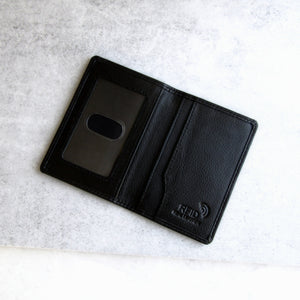 Personalised RFID Black Leather Travel Pass & Credit Card Holder