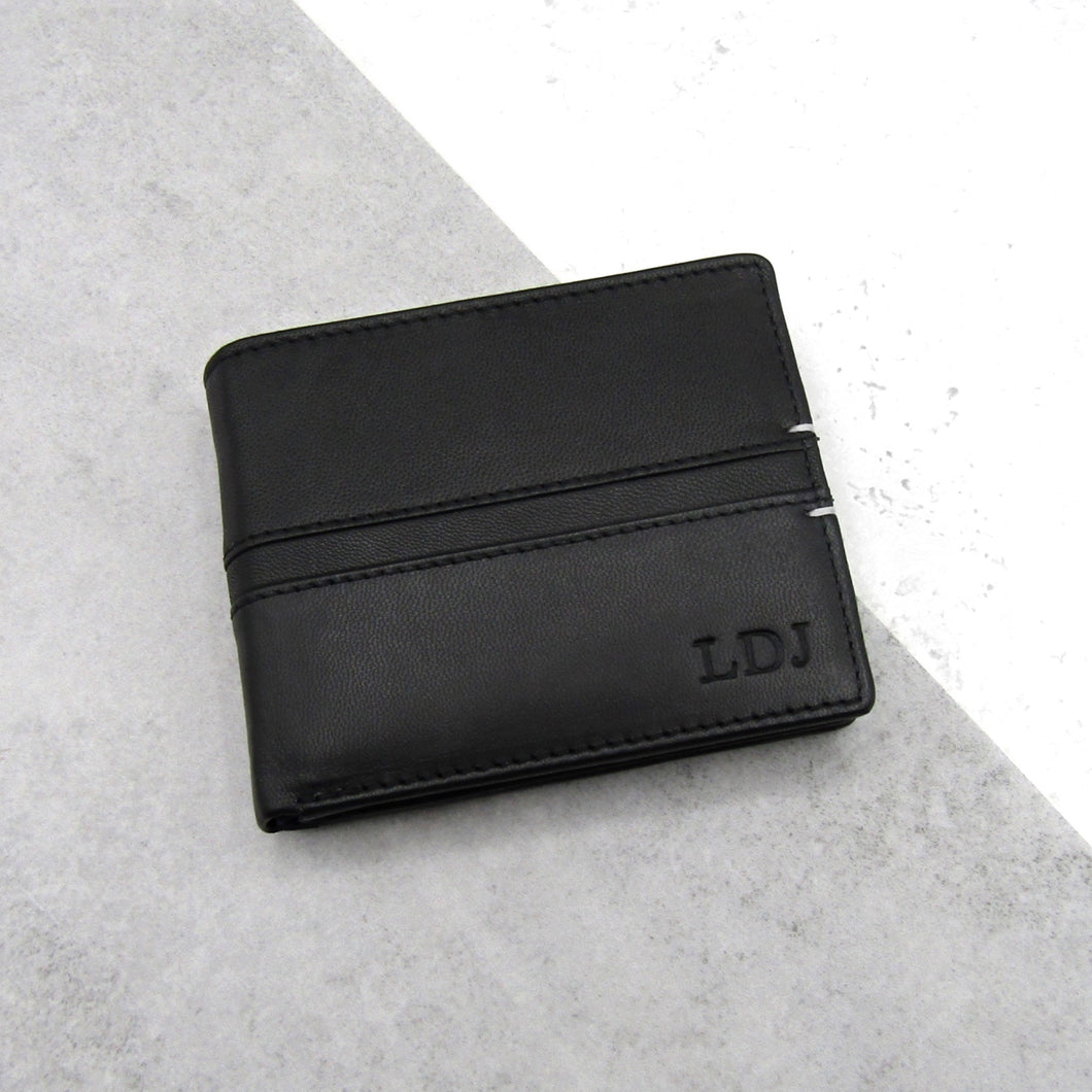 Personalised Men's Rfid Black Leather Bifold Wallet - PARKER&CO