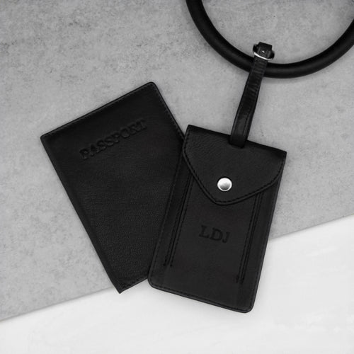 Personalised Leather Luggage Tag and Passport Holder Set - PARKER&CO