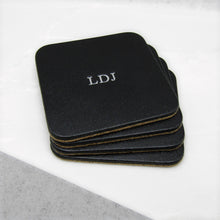 Load image into Gallery viewer, Handmade Personalised Initial Leather &amp; Cork Square Coasters - PARKER&amp;CO