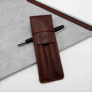 Personalised Leather Double Pen Holder - PARKER&CO