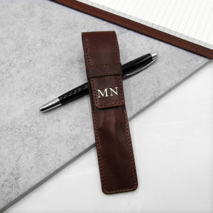 Personalised Rustic Leather Journal With Refillable Lined Notepad & Matching Leather Pen Holder Gift Set - PARKER&CO