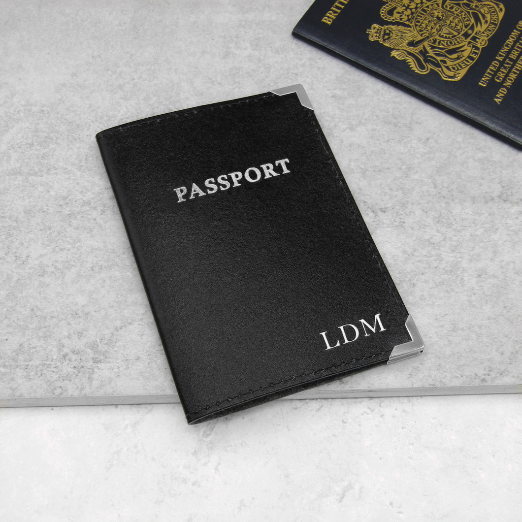 Handmade Personalised Leather Metallic Edge Passport Cover - PARKER&CO