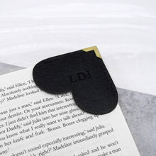 Load image into Gallery viewer, Handmade Metallic Edge Personalised Leather Heart Corner Bookmark - PARKER&amp;CO