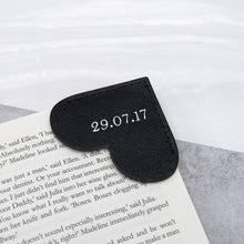 Load image into Gallery viewer, Handmade Metallic Edge Personalised Leather Heart Corner Bookmark - PARKER&amp;CO