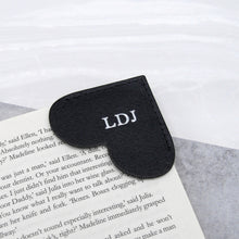 Load image into Gallery viewer, Handmade Personalised Leather Heart Page Corner Bookmark - PARKER&amp;CO