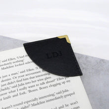 Load image into Gallery viewer, Handmade Metallic Edge Personalised Leather Curved Corner Bookmark - PARKER&amp;CO