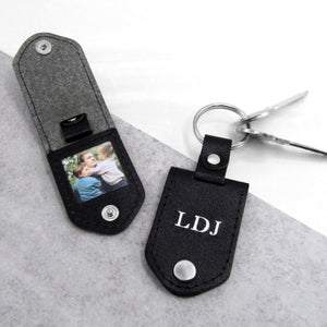 Handmade Personalised Leather Photo Keyring Case - PARKER&CO