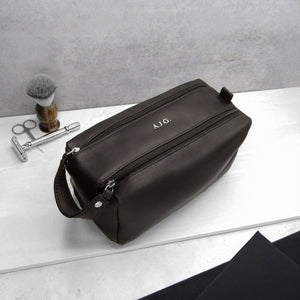 Personalised Special Date Men's Large Leather Wash Bag - PARKER&CO