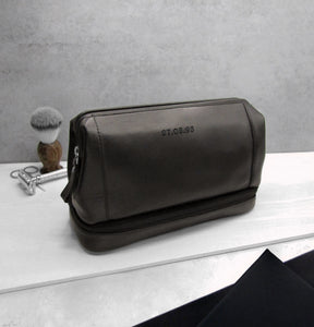 Personalised Men's Leather Wash Bag - PARKER&CO