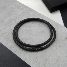 Load image into Gallery viewer, Men&#39;s Double Strand Slim Leather Infinity Black Clasp Bracelet