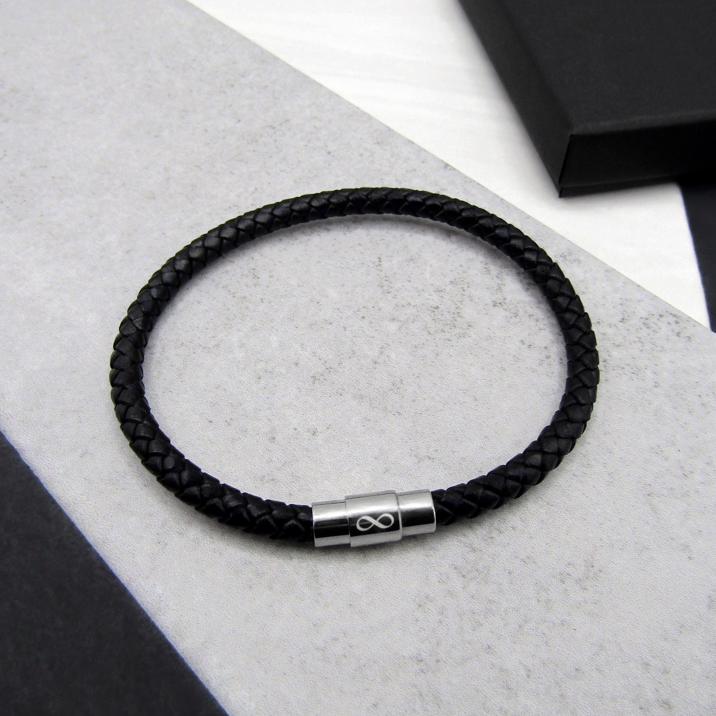 Leather infinity sale bracelet mens