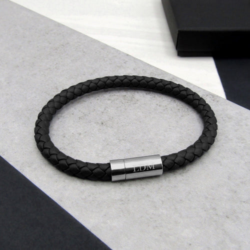 Men's Personalised Woven Leather Bracelet - PARKER&CO
