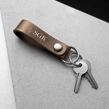 Load image into Gallery viewer, Handmade Personalised Thick Leather Belt Loop Keyring
