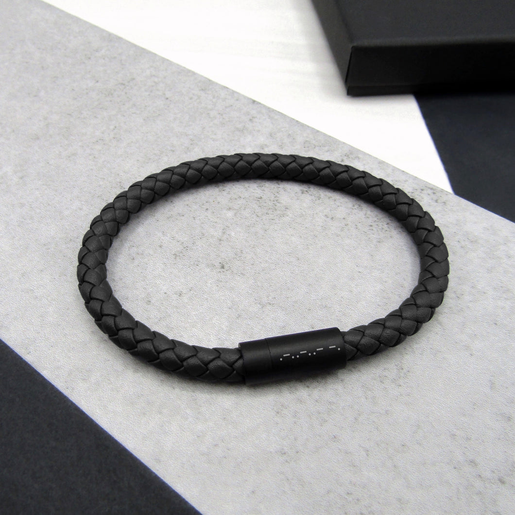 Men's Personalised Morse Code Leather Bracelet - PARKER&CO