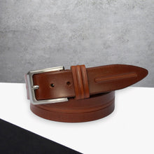 Load image into Gallery viewer, Men&#39;s Thick Full Grain Ribbed Leather Belt