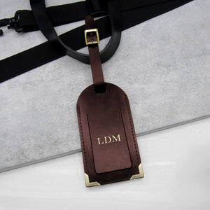 Handmade Personalised Metallic Edge Leather Luggage Tag