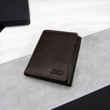 Load image into Gallery viewer, Personalised Men&#39;s RFID Trifold Leather Wallet