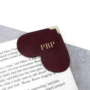 Handmade  Personalised Leather Love Heart Corner Bookmark