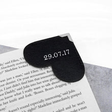 Load image into Gallery viewer, Handmade Special Date Personalised Leather Heart Corner Bookmark