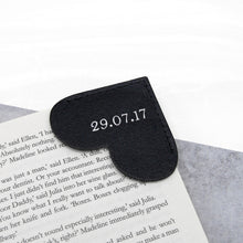 Load image into Gallery viewer, Handmade Special Date Personalised Leather Heart Corner Bookmark