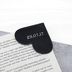 Handmade Special Date Personalised Leather Heart Corner Bookmark