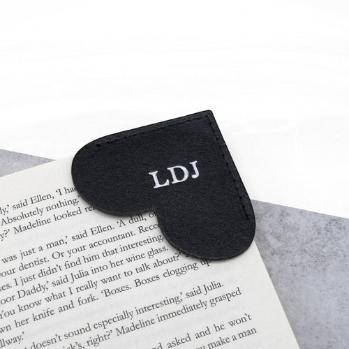 Handmade Personalised Leather Heart Page Corner Bookmark