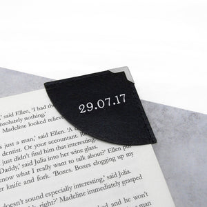 Handmade Metallic Edge Personalised Leather Curved Corner Bookmark