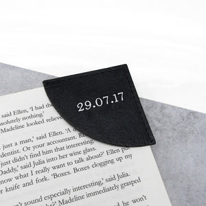 Handmade Special Date Personalised Leather Curved Corner Bookmark