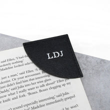 Load image into Gallery viewer, Handmade Metallic Edge Personalised Leather Curved Corner Bookmark