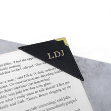 Load image into Gallery viewer, Handmade Metallic Edge Personalised Leather Corner Bookmark