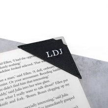 Load image into Gallery viewer, Handmade Metallic Edge Personalised Leather Corner Bookmark