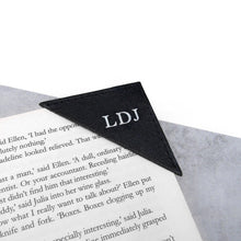 Load image into Gallery viewer, Handmade Metallic Edge Personalised Leather Corner Bookmark