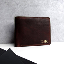 Load image into Gallery viewer, Personalised Rfid Rustic Brown Leather Trifold Wallet