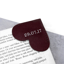 Load image into Gallery viewer, Handmade  Personalised Leather Love Heart Corner Bookmark