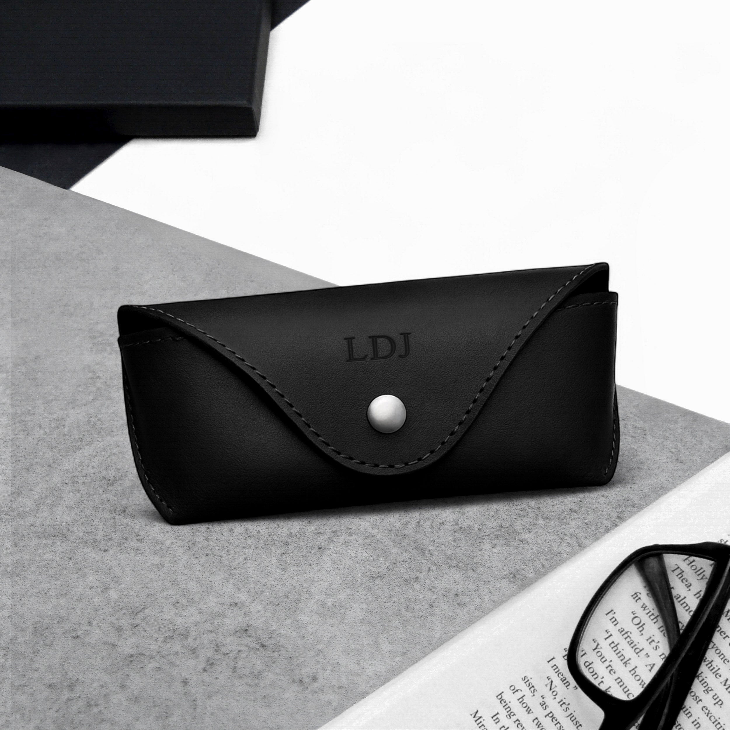 Handmade Personalised Leather Arched Hard Glasses Case Parker