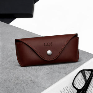 Handmade Personalised Leather Arched Hard Glasses Case