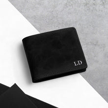 Load image into Gallery viewer, Personalised Men's RFID Full-Grain Oiled Leather Bifold Wallet