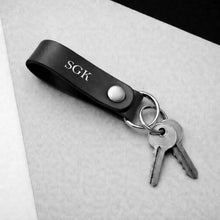 Load image into Gallery viewer, Handmade Personalised Thick Leather Belt Loop Keyring