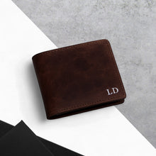 Load image into Gallery viewer, Personalised Men's RFID Full-Grain Oiled Leather Bifold Wallet