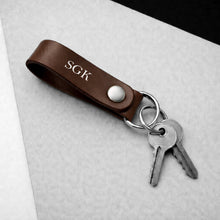 Load image into Gallery viewer, Handmade Personalised Thick Leather Belt Loop Keyring