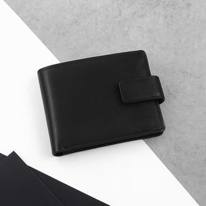 Men's RFID Black Leather Bifold Wallet