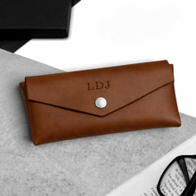 Load image into Gallery viewer, Handmade Personalised Pointed Leather Hard Glasses Case