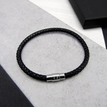 Load image into Gallery viewer, Personalised Men&#39;s Viking Rune Symbol Slim Leather Bracelet