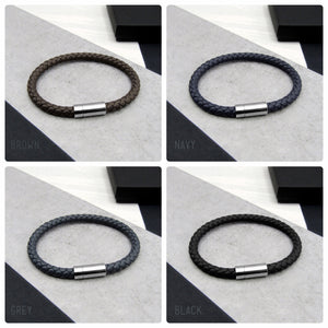 Men's Personalised Woven Leather Bracelet - PARKER&CO
