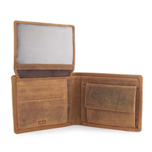 Load image into Gallery viewer, Personalised Rustic Brown Leather RFID Bifold Wallet