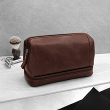 Load image into Gallery viewer, Men's Leather Travel Toiletry Wash Bag