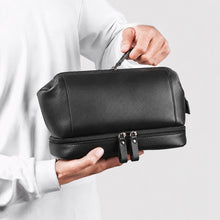 Load image into Gallery viewer, Personalised Special Date Men's Leather Wash Bag