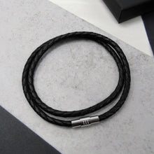 Load image into Gallery viewer, Men&#39;s Slim Double Strand Leather Roman Numeral 3rd Wedding Anniversary Bracelet