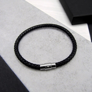 Men's Personalised Love Heart Single or Double Leather Bracelet - PARKER&CO